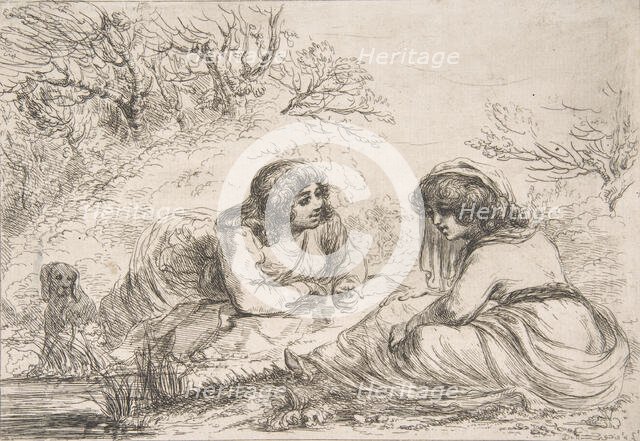 Two Women in a Landscape, 18th-early 19th century., 18th-early 19th century. Creator: Vivant Denon.