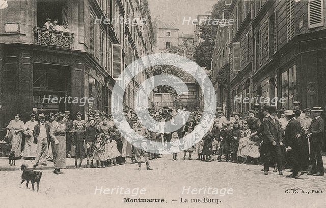 Paris, Montmartre. La rue Burq. Post card, 1900s. Creator: Anonymous.