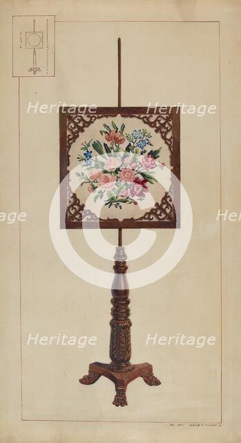 Petit Point Fire Screen, c. 1937. Creator: Ernest A Towers Jr.