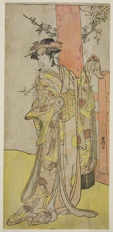 The Actor Iwai Hanshiro IV as Kitsune ga Saki Otama (?) in the Play Miyakodori Yayoi..., c. 1787. Creator: Katsukawa Shunko.