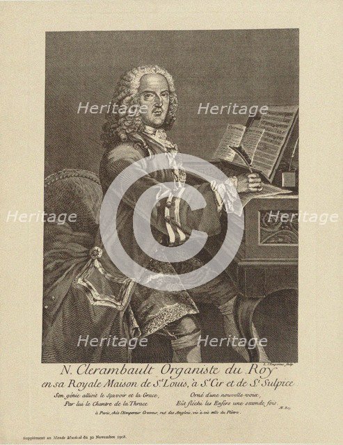 Portrait of the composer Louis-Nicolas Clérambault (1676-1749), c. 1750.