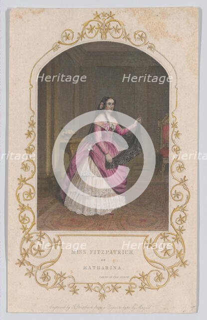 Miss Fitzpatrick as Katharina (Taming of the Shrew), 1851., 1851. Creator: George Greatbach.