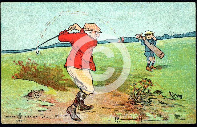 Golfing cartoon, c1920s. Artist: Unknown