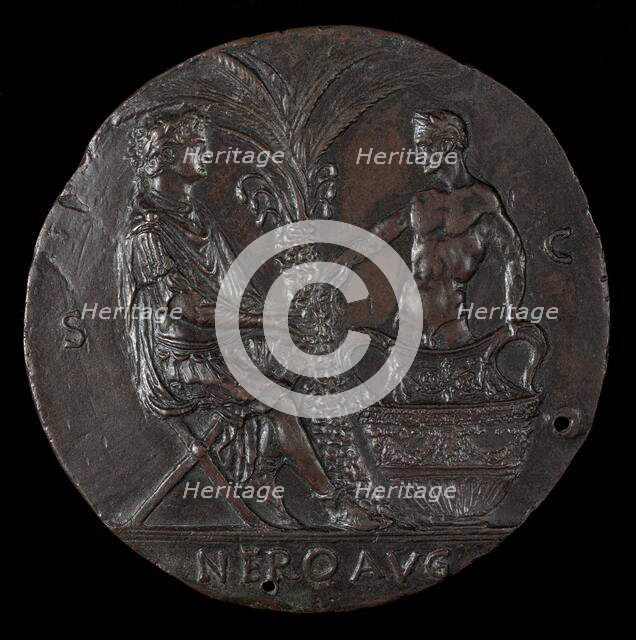 Nero, Laureate, Seated Under Palm Tree [reverse], fourth quarter 15th century. Creator: Antonio Averlino.