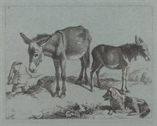 Donkey with her Foal, a Dog, and a Peasant Man, 1762/1763. Creator: Francesco Londonio.