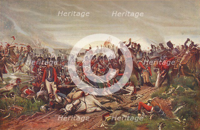 French cuirassiers charging a British infantry square at the Battle of Waterloo, 1815 (1906). Artist: P Jazet.