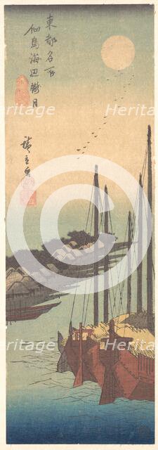 Tsukudajima Kaihin Rogetsu, ca. 1836., ca. 1836. Creator: Ando Hiroshige.