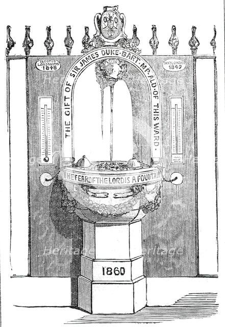 New drinking-fountain in Fleet Street, 1860. Creator: Unknown.