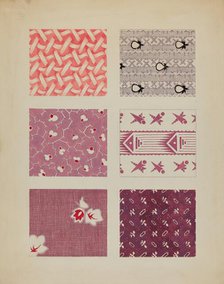 Materials from Quilt, c. 1936. Creator: Dorothy Posten.