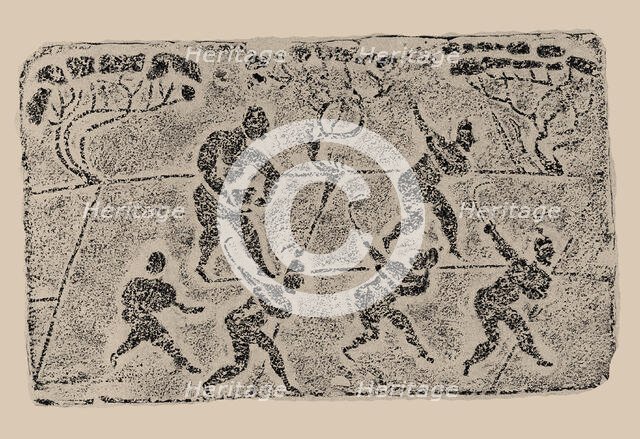 The rubbing from the Brick Relief with sowing and harvesting, 25-220. Creator: Central Asian Art.