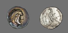 Tetradrachm (Coin) Portraying King Ptolemy I, 253-252 BCE, reign of Ptolemy II (285-247 BCE). Creator: Unknown.