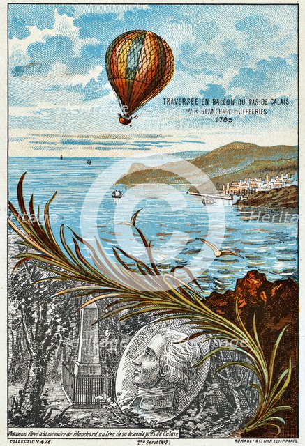 Crossing of the English Channel by Blanchard and Jeffries, 1785 (1890s). Artist: Anon