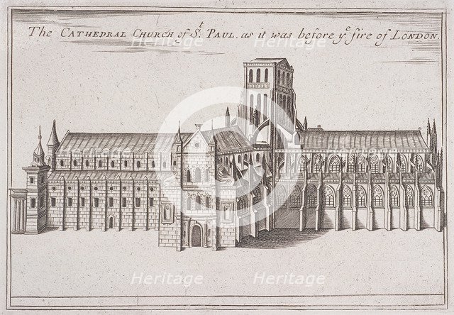 St Paul's Cathedral (old), London, c1666-80. Artist: Anon