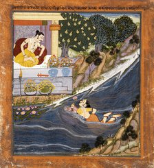 Sohni Swims to Meet Her Lover Mahinwal, between c1750 and c1775. Creator: Unknown.