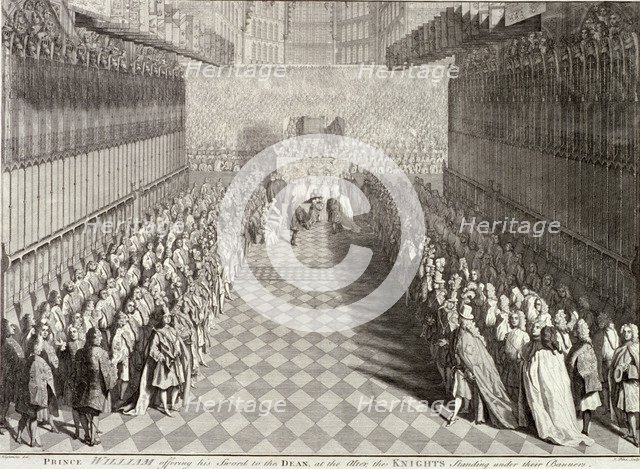 Coronation of William III in Westminster Abbey, London, 1689, (c1689). Artist: John Pine