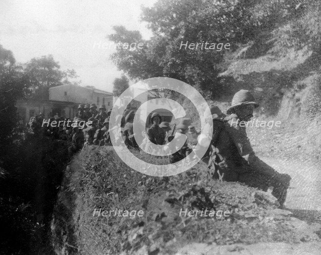 British soldiers resting on a route march, between kalsi and Chakrata, India, 1917. Artist: Unknown