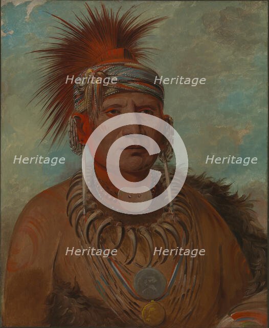 Neu-mon-ya, Walking Rain, War Chief, 1844-1845. Creator: George Catlin.
