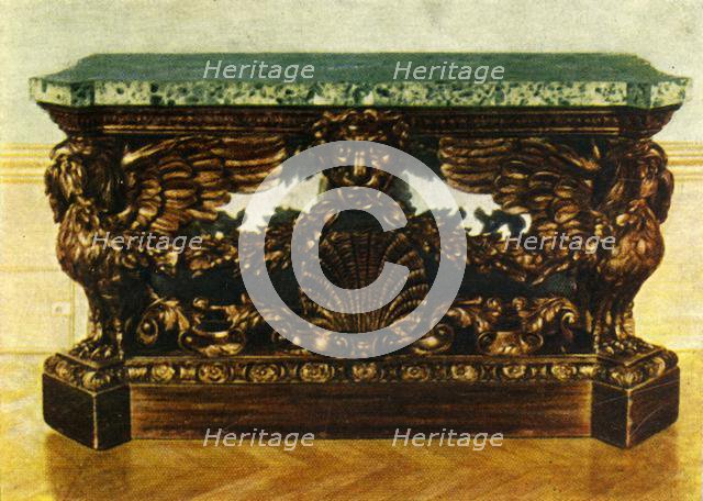 'Side-Table of Carved Oak (about 1730)', 1938. Creator: Unknown.