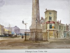 St George's Circus, Southwark, London, 1834. Artist: Thomas Hollis