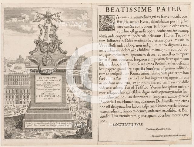 Frontispiece from "Prospectus Locurum Urbis Romae Insign[ium]", 1666. Creator: Lievin Cruyl (Flemish, c. 1640-c. 1720).