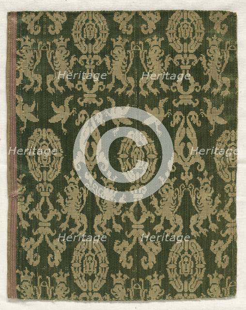 Satin Fragment, 15th-16th century. Creator: Unknown.