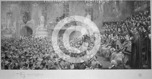 The City Imperial Volunteers in the Guildhall, City of London, 1900 (1902).                          Artist: John Henry Frederick Bacon