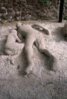 Casts of victims of eruption of Vesuvius in AD79, Pompeii, Italy, c20th century. Artist: Unknown.