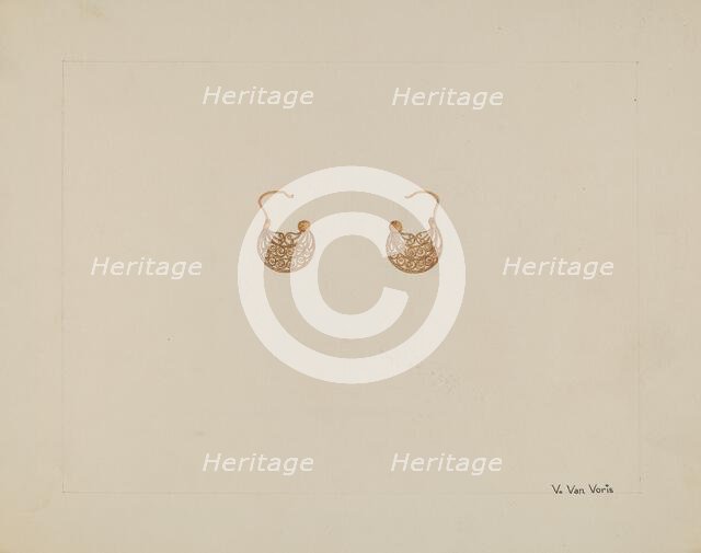 Earrings, c. 1937. Creator: Vera Van Voris.