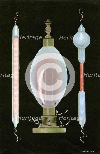 Discharge in Geissler tubes containing rarefied gases, 1887. Artist: Unknown