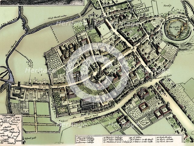 Hollar's plan of Oxford, c1643. Artist: Wenceslaus Hollar.