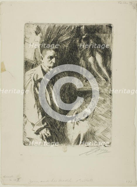 Self-Portrait with Model II, 1899. Creator: Anders Leonard Zorn.