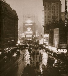 Winter evening on Times Square and Broadway, New York, USA, early 1930s. Artist: Unknown
