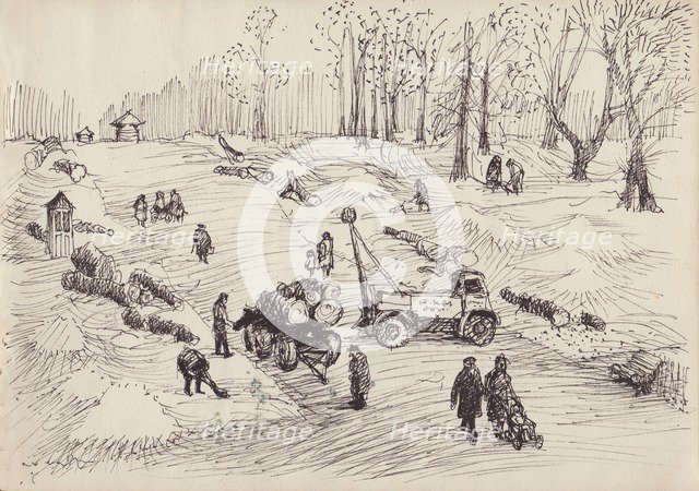 Tree-felling, c1950. Creator: Shirley Markham.