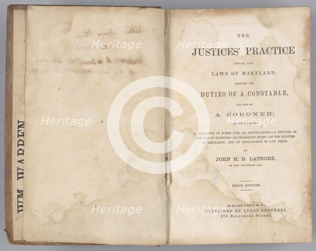 The Justices' Practice Under the Laws of Maryland, 1861. Creator: Unknown.