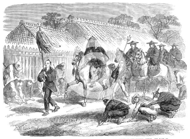 Scenes in Japan: the Governor of Kanagawa and suite going to a fire - by our special artist, 1864. Creator: Unknown.