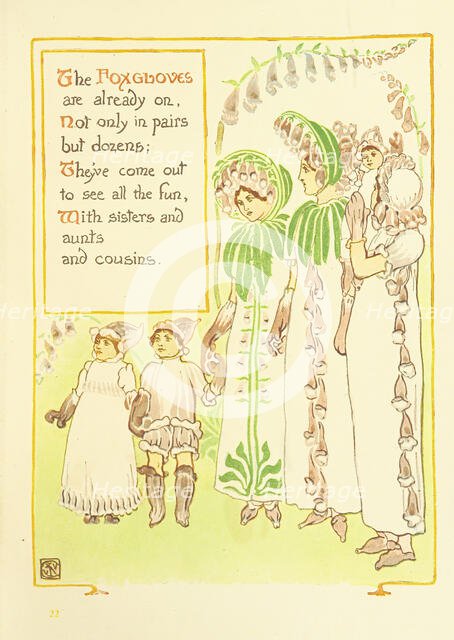 The Foxgloves are already on, Not only in pairs but dozens..., 1899.  Creator: Walter Crane.