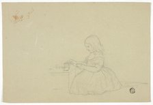 Young Girl Pouring Tea and Profile Sketch (recto), and Sketch of Italian City Street (verso), n.d. Creator: Elizabeth Murray.