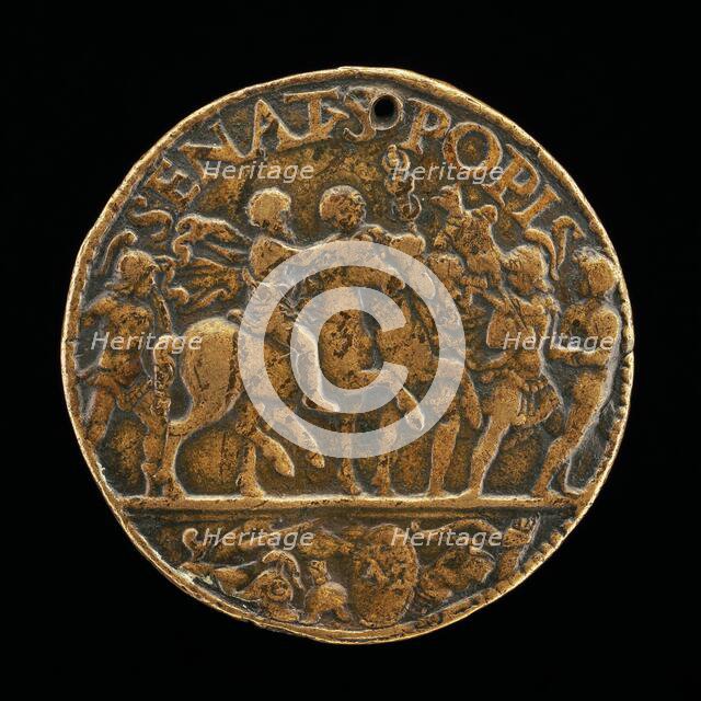 Senatorial Triumph [reverse], c. 1490. Creator: Moderno.