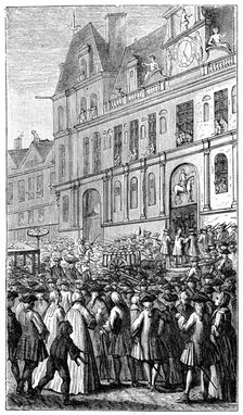 Gathering Outside The Town Hall, (1885).Artist: Bonnart