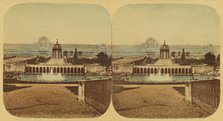 Crystal Palace - General View of The Palace, Cascades and Lower Fountains, 1850s. Creator: London Stereoscopic & Photographic Co.