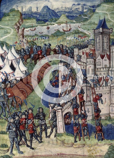 Army besieging a walled city, c1487. Creator: Unknown.