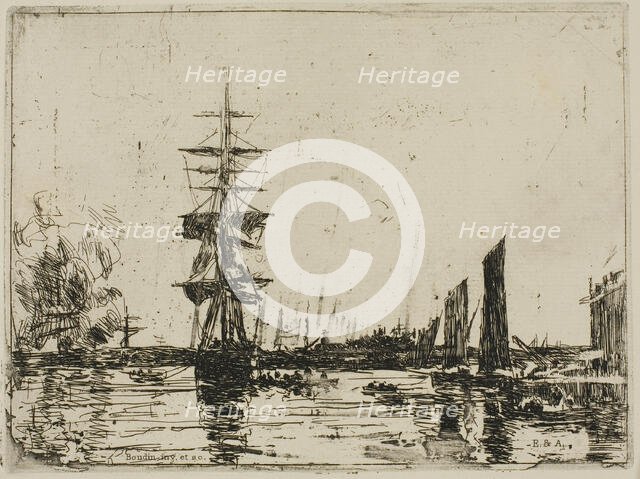 Seascape with Boats, 1898. Creator: Eugene Louis Boudin.