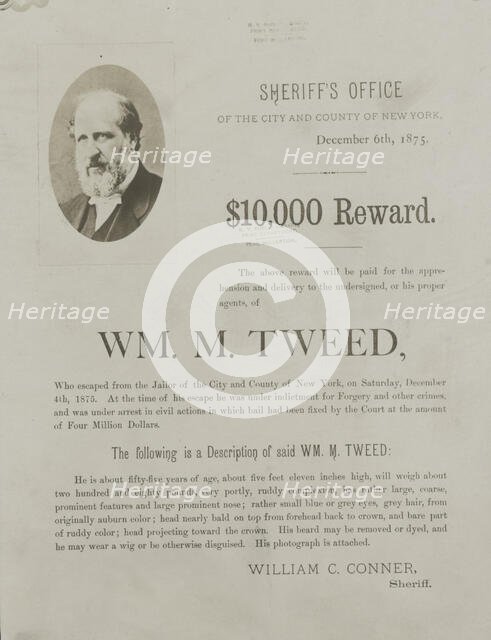 Sheriff's office of the City and County of New York. December 6th, 1875. $10,000..., c1925 - 1975. Creator: Unknown.