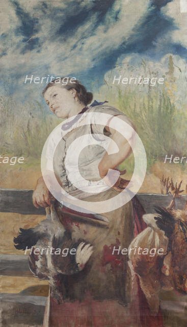 Woman Slaughtering Hens, between 1895-1899. Creator: Jacek Malczewski.