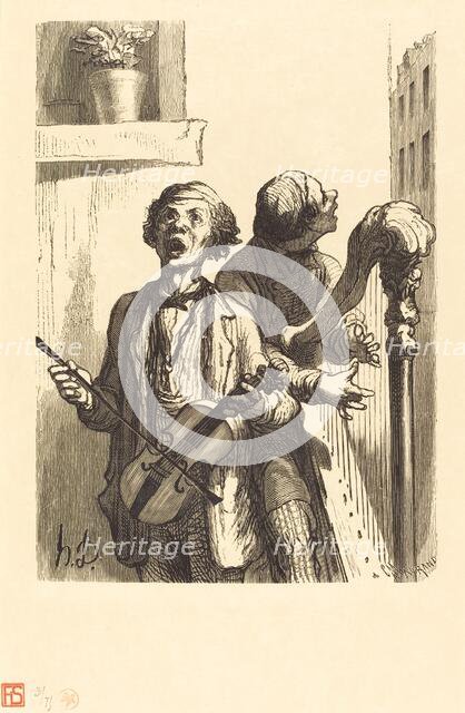 Les Chanteurs de rue, 1862. Creator: Charles Maurand.