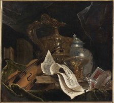 Still life with musical instrument, 1695-1700. Creator: Largillière, Nicolas, de (1656-1746).
