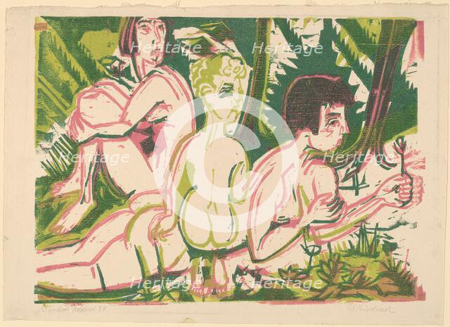 Nude Women with a Child in the Forest, 1925. Creator: Ernst Kirchner.