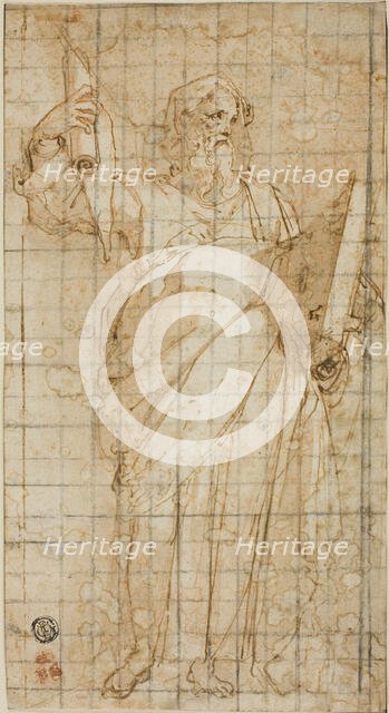 Standing Prophet with a Book and Scroll, 1562/66. Creator: Taddeo Zuccaro.