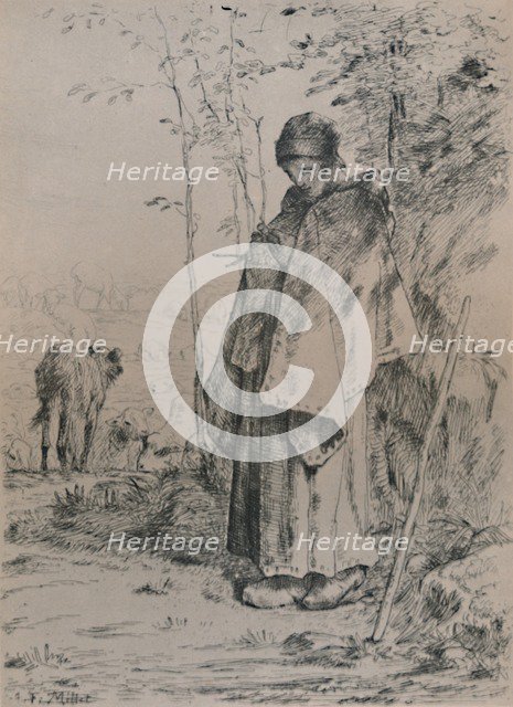 'The Shepherdess', 1862, (1946). Artist: Jean Francois Millet.