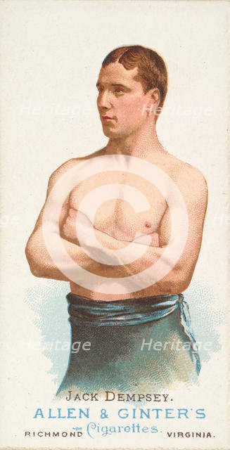 Jack Dempsey, Pugilist, from World's Champions, Series 1 (N28) for Allen & Ginter Cigarettes, 1887. Creator: Allen & Ginter.